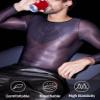 AIEOE Men's Shiny Mesh Shirt, Slim-Fit Tulle Long-Sleeve Top, Black, One Size S–M view 4