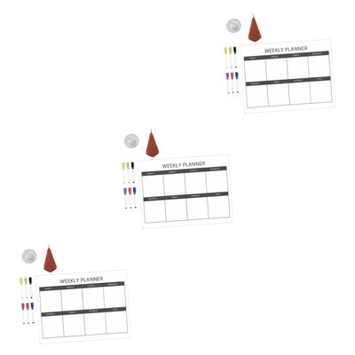 STOBOK 3-Piece Magnetic Refrigerator Planner Set, Reusable Dry-Erase Whiteboards