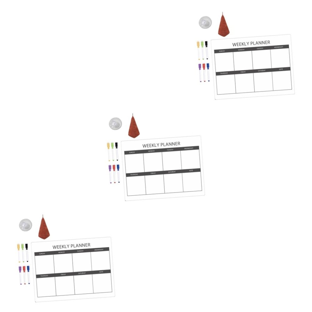 STOBOK 3-Piece Magnetic Refrigerator Planner Set, Reusable Dry-Erase Whiteboards