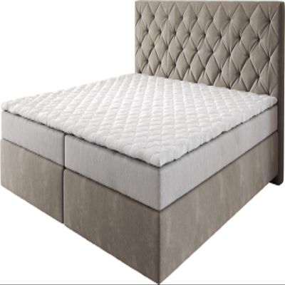 DELIFE Dream-Great Box Spring Bed, Beige Microfiber, 200 x 200 cm