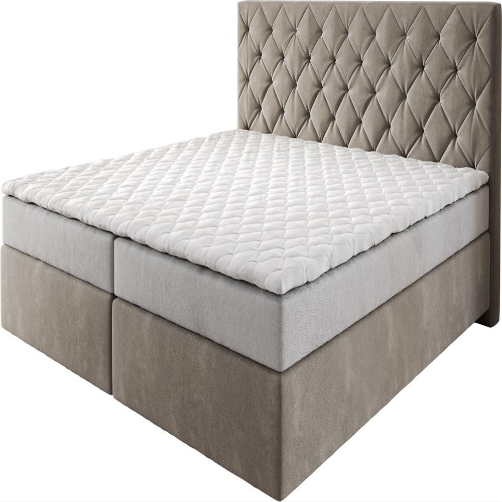DELIFE Dream-Great Box Spring Bed, Beige Microfiber, 200 x 200 cm