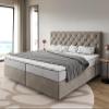 DELIFE Dream-Great Box Spring Bed, Beige Microfiber, 200 x 200 cm view 2