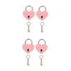 HOMSFOU 4-Piece Heart-Shaped Love Locks, Zinc Alloy, Pink, with Keys view 1