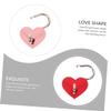 HOMSFOU 4-Piece Heart-Shaped Love Locks, Zinc Alloy, Pink, with Keys view 2