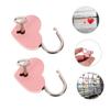 HOMSFOU 4-Piece Heart-Shaped Love Locks, Zinc Alloy, Pink, with Keys view 4