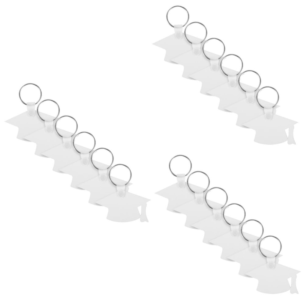 Operitacx 3 Sets 2023 Graduation Cap Sublimation Keychain Blanks, MDF, White, 6 Pieces × 3
