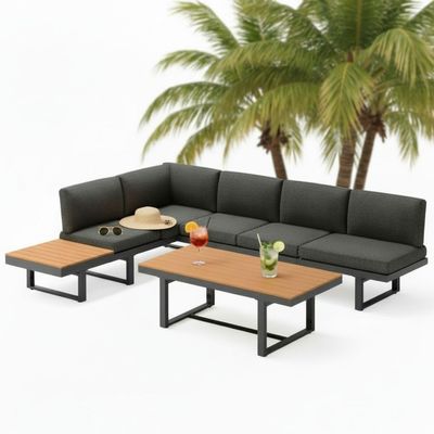 Melko Garden Furniture Set Corner Lounge Aluminum Dining Set 283 x 210 x 71 cm, Anthracite