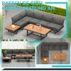 Melko Garden Furniture Set Corner Lounge Aluminum Dining Set 283 x 210 x 71 cm, Anthracite view 3