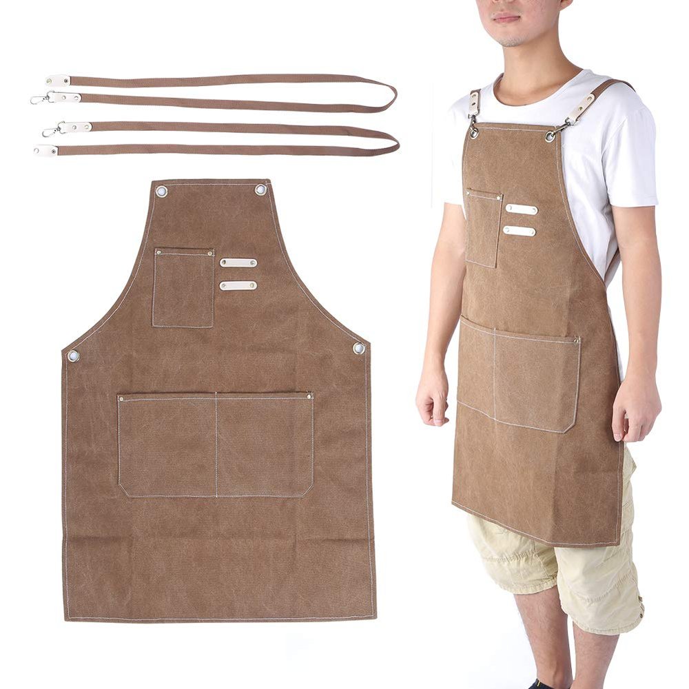 Light Tan Thick Canvas Apron with Adjustable Strap