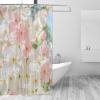 Waterproof Shower Curtain with Hooks, 183.9 x 183.9 cm, Pink Floral White Summer, Polyester, Washable, Standard Size view 2