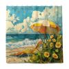 siphylline 72 x 72 in Waterproof Long Fabric Shower Curtain with Hooks, Beach Summer Painting, Polyester, Machine Washable view 1