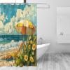 siphylline 72 x 72 in Waterproof Long Fabric Shower Curtain with Hooks, Beach Summer Painting, Polyester, Machine Washable view 2