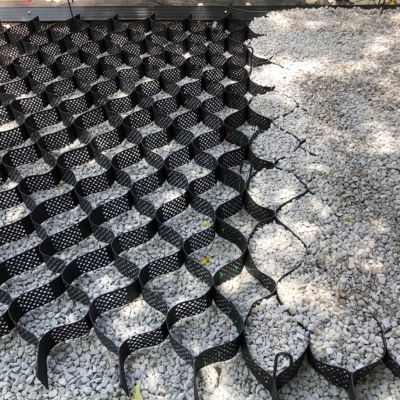 Generic Geogrid Ground Grid, 5 cm Deep, 5 × 9 m, HDPE Plastic Grid for Gravel Driveways and Slopes
