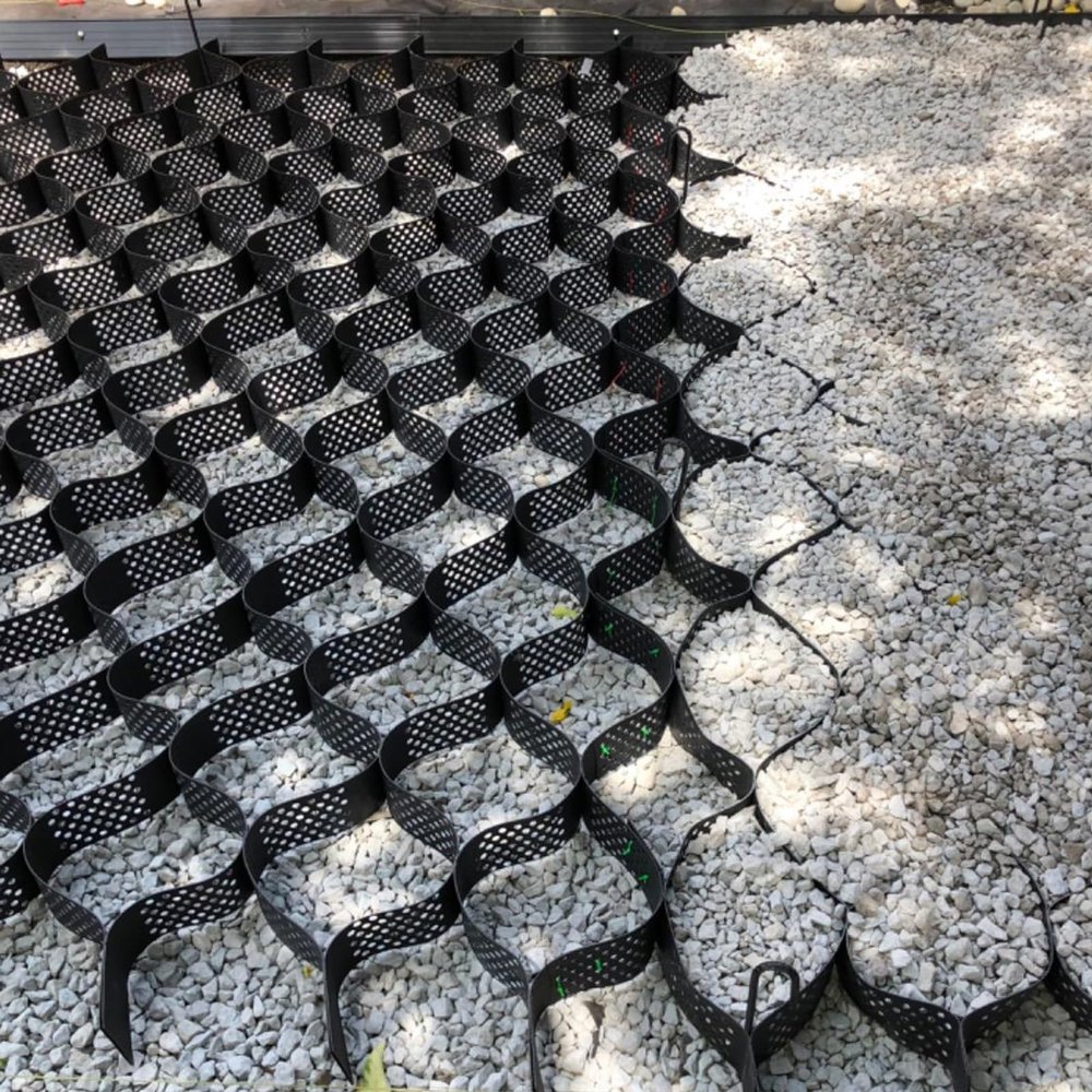 Generic Geogrid Ground Grid, 5 cm Deep, 5 × 9 m, HDPE Plastic Grid for Gravel Driveways and Slopes