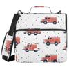 Document Folder with Cute Car Cartoon Design, Shoulder Strap, 3.8 cm Capacity, 3-Ring Binder, Pencil Case, White view 1