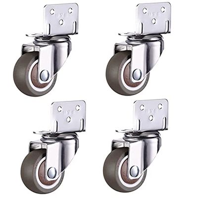 Swivel Casters, 4-Pack, Soft Rubber Furniture Wheels