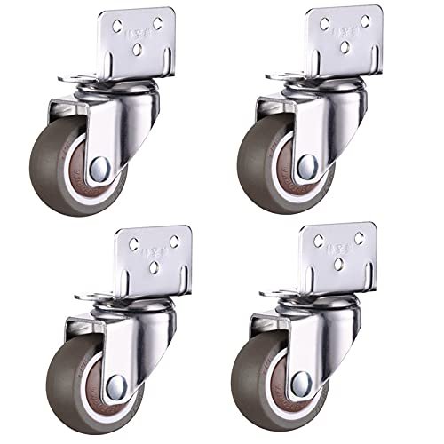 Swivel Casters, 4-Pack, Soft Rubber Furniture Wheels