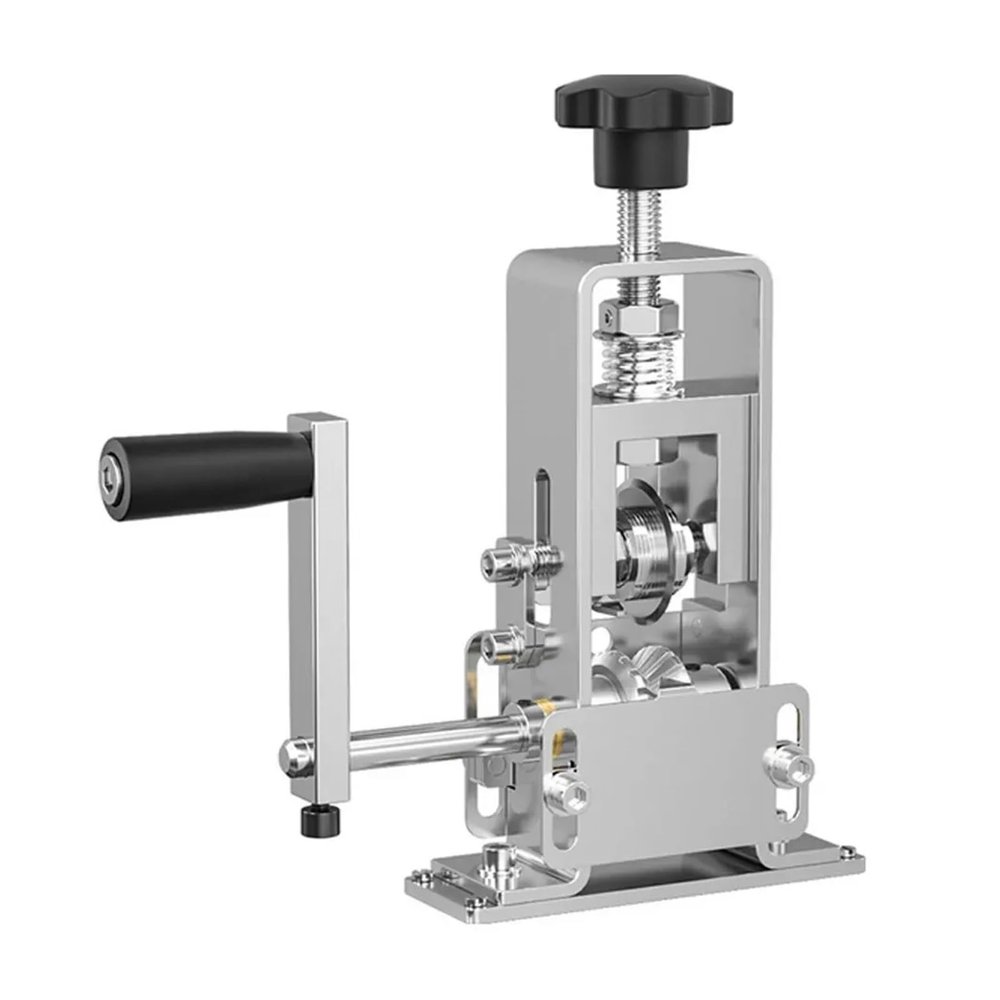 High-Precision Portable Wire Stripping Machine, Manual 125 mm Cable Stripper with Hand Crank, Drill-Compatible, Iron, Silver