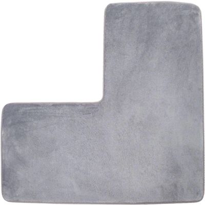 L-Shaped Bath Mat for Corner Showers, Soft Coral Fleece, Non-Slip, Absorbent, Washable, Gray