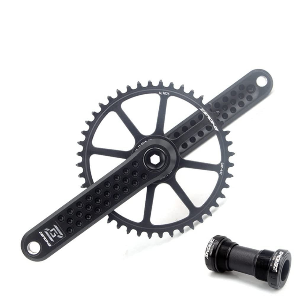 IBOWZ Bicycle Crankset, Road Bike Crankset, 40/42/44/46/48T GXP Single Chainring, 165 mm Hollow Integrated Crank Arm with Bottom Bracket
