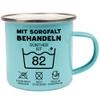 Kiddle-Design Personalized 82nd Birthday Mug, “Handle with Care,” Light Blue Enamel Mug view 1