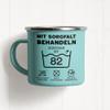 Kiddle-Design Personalized 82nd Birthday Mug, “Handle with Care,” Light Blue Enamel Mug view 3