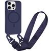 SLWYF Magnetic Phone Lanyard Case for iPhone 12 Pro Max, MagSafe Compatible, Detachable Strap, Dark Blue view 1