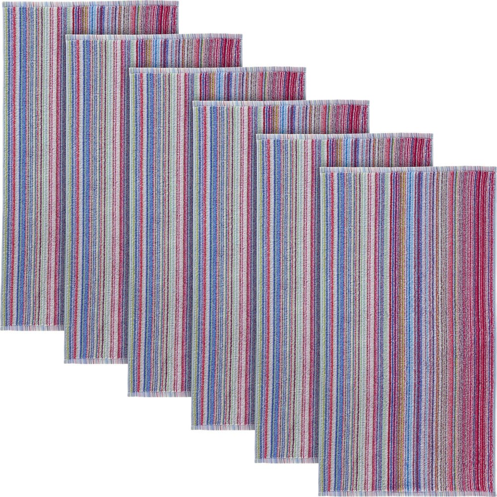 REDBEST 6-Pack Hand Towels, Multicolor Stripes, 50 x 100 cm