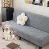 Armless Stretch Sofa Cover, Jacquard Polyester, Khaki, S view 2