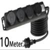 ChiliTec 4-Outlet Outdoor Power Strip, 10 m Cable, Black view 2