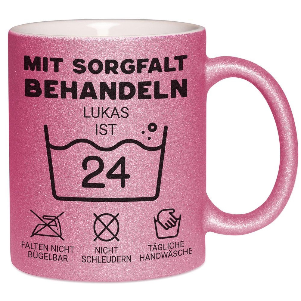 Kiddle-Design Personalized 24th Birthday Mug – Glitter Pink