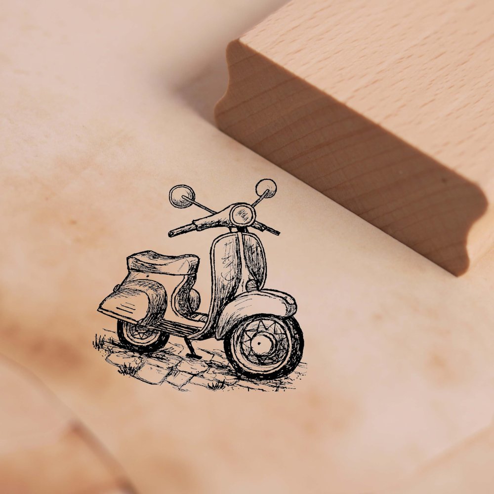 Dekolando Vintage Scooter Wood Stamp, 48 x 48 mm