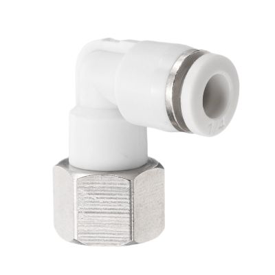 QUARKZMAN Pneumatic Push-In Elbow Fitting, 1/4" OD x 1/4" NPT, White