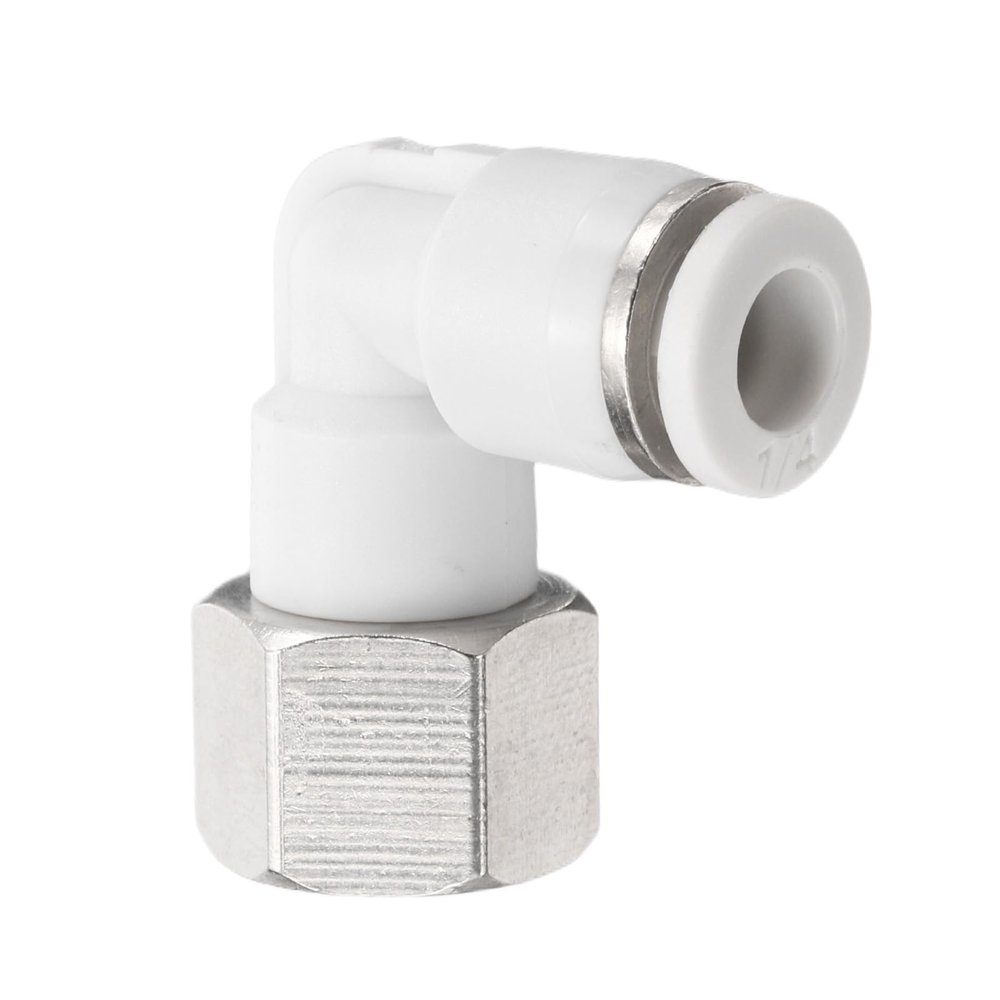 QUARKZMAN Pneumatic Push-In Elbow Fitting, 1/4" OD x 1/4" NPT, White