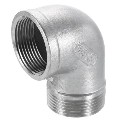 Sourcing Map 304 Stainless Steel 90-Degree Elbow Fitting, NPT 1-1/4 Female-to-Male Adapter