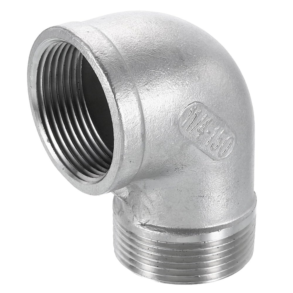 Sourcing Map 304 Stainless Steel 90-Degree Elbow Fitting, NPT 1-1/4 Female-to-Male Adapter
