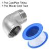 Sourcing Map 304 Stainless Steel 90-Degree Elbow Fitting, NPT 1-1/4 Female-to-Male Adapter view 3