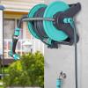 30 m/100 ft 1/2 in Garden Hose Reel Cart with Hose Guide, Mounting Bracket and 10-Pattern Nozzle, Wall-Mounted or Freestanding view 3