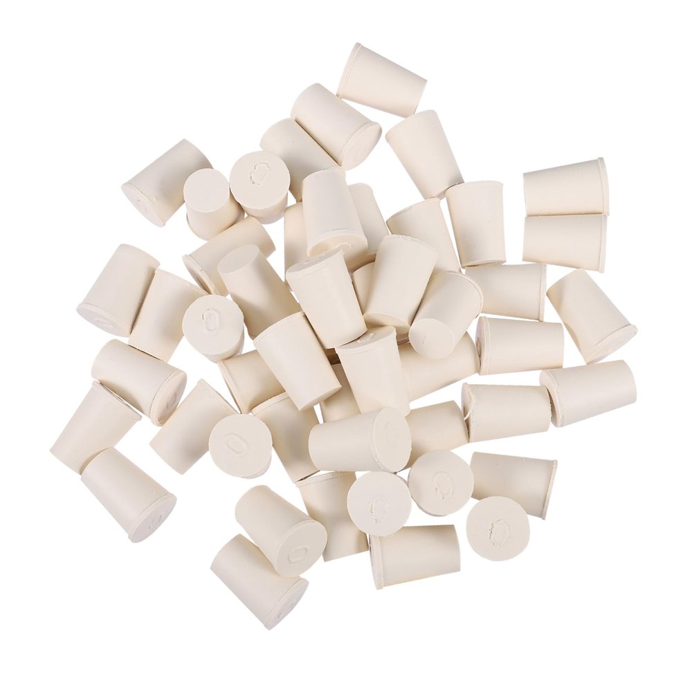 MAGICLULU 50-Piece Conical Laboratory Rubber Stoppers, White Sealing Plugs for Flasks and Bottles