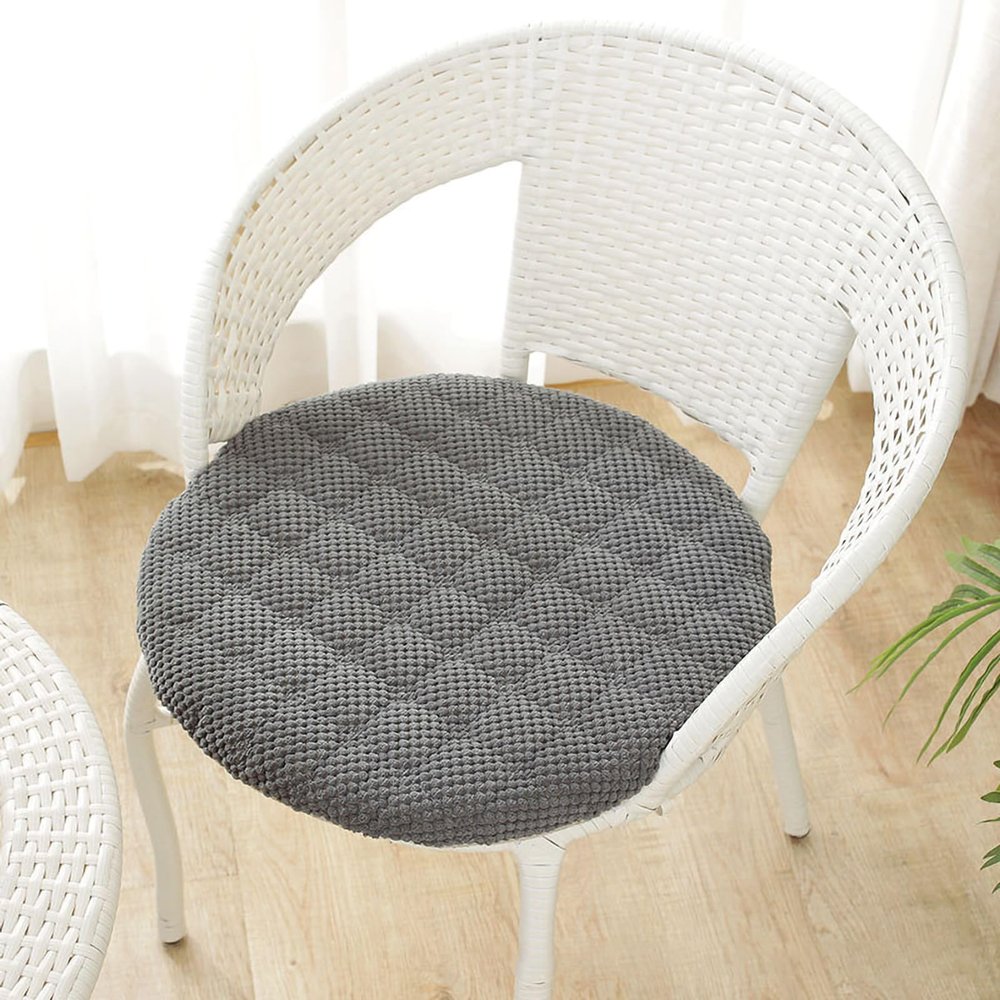 EXZFW Round Corduroy Seat Cushions, 45 cm, 4 cm Thick, 2-Piece Set, Dark Gray