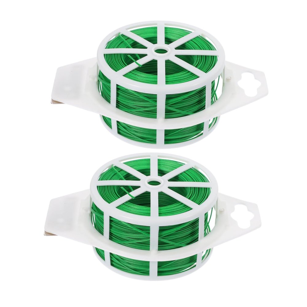 ibasenice Green Garden Tie Wire, 2 Rolls, 400 m, PVC Iron, Versatile