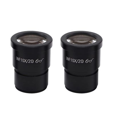 Laboratory Microscope Accessory, 30 mm, 2-Piece Set, WF10X/WF20X Wide-Field Eyepiece for Binocular Trinocular Stereo Microscopes (WF10X-20MM)
