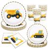 Whaline 96-Piece Construction Dump Truck Party Tableware Set for 24 Guests, Yellow/Black view 1