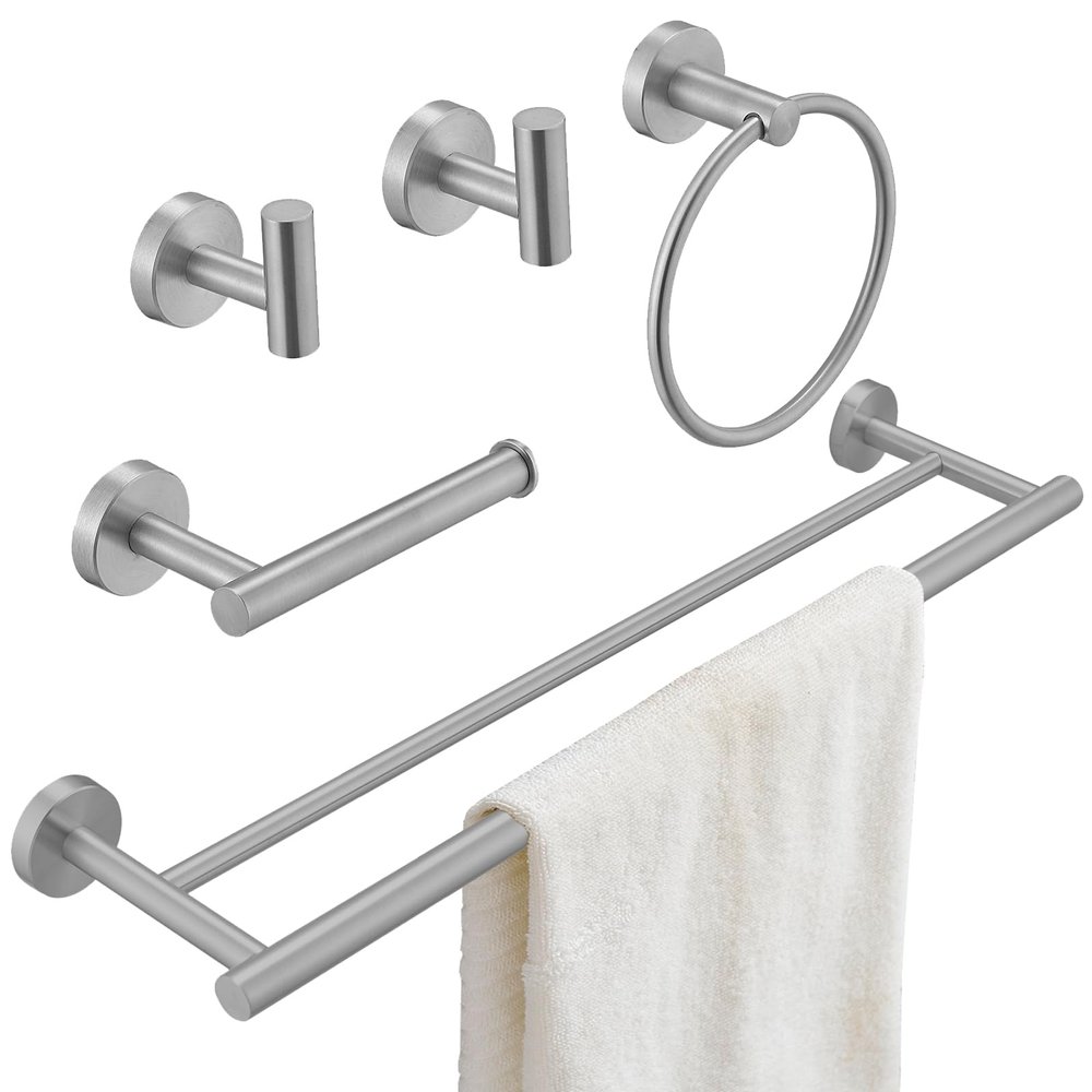 Bathroom Hardware Set with Towel Ring, Toilet Paper Holder, and Robe Hook