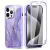 Phoona 360-Degree Case for iPhone 15 Pro Max 6.7-inch, Full-Body Cover with Built-In Screen Protector, Aesthetic Pattern, Clear Front and Back view 1
