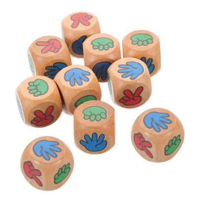 Toddmomy 9-Piece Wooden Dice Set for Finger-Guessing Games, Creative Dice Game, Interactive Family Toy, Multicolored Props or Accessories