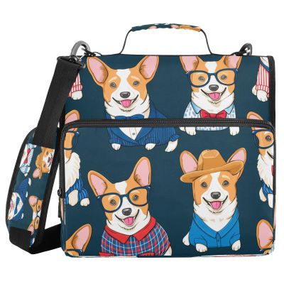 JUMBEAR A4 Zipper Conference Folder with Ring Binder, Notebook and Corgi Dog Design