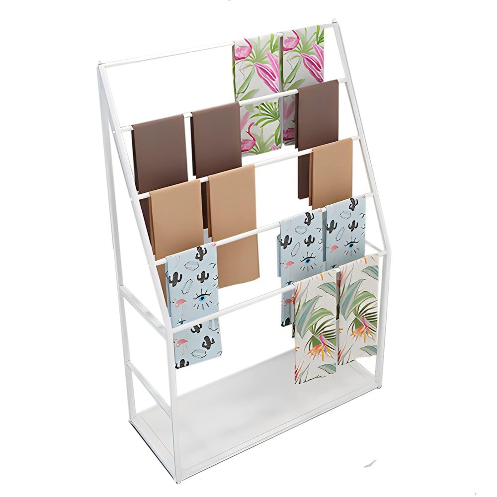 YTBHSHXZ Robust Freestanding Scarf Rack, 5-Tier Metal, Large Capacity, White, 120 cm