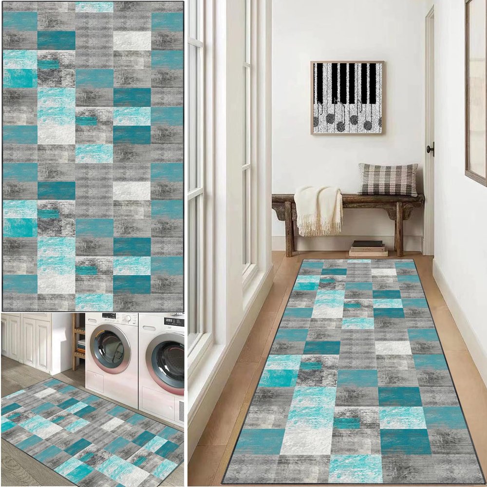 Hallway Runner Rug 60 x 250 cm, Washable, Non-Slip Kitchen Runner