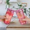 Joeyan 650 ml Pink Ribbed Drinking Cups with Lids and Straws, 2-Piece Set view 4